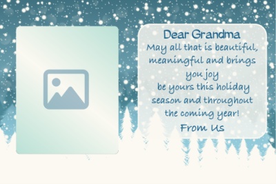 Christmas greeting card template featuring a snowy forest.
