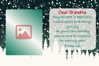 Christmas greeting card template featuring a snowy forest.