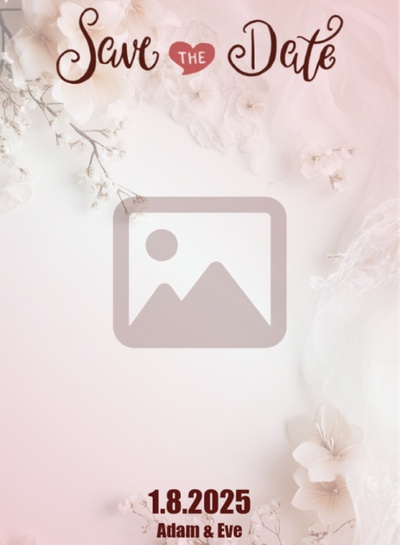 Card template for 'Save the Date' to announce the engagement and wedding date with pink roses background