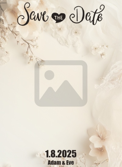 Card template for 'Save the Date' to announce the engagement and wedding date with pink roses background